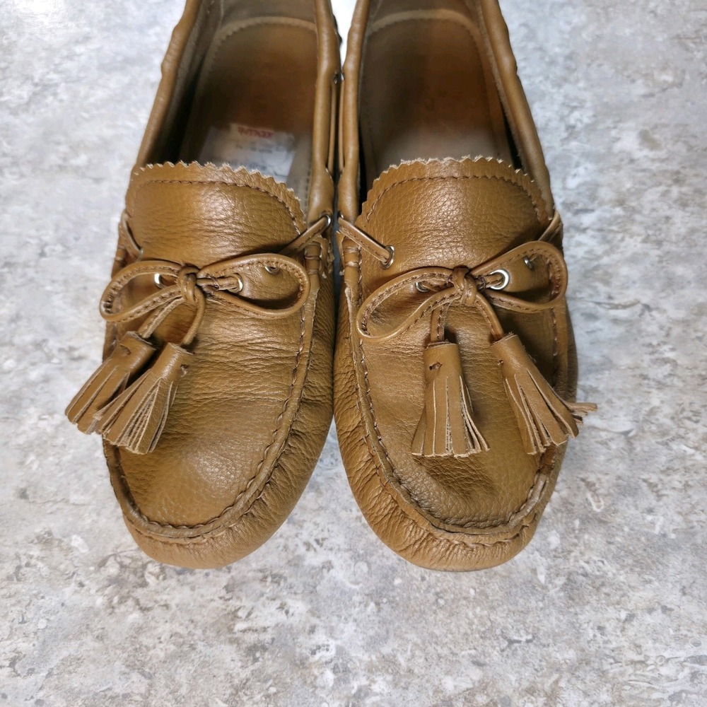 Coach Nadia Driving Moccasins Women 7.5 B Tan Leather Tassel Loafers A0954 - Picture 4 of 9